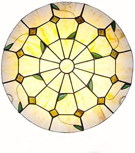 Deckenleuchte Vintage Tiffany-stil Glas Deckenlampe Industrielle Antik Rund Retro Decke Lampe Esszimmer Esstisch Wohnzimmer Schlafzimmer Arbeitszimmer Küchen insel Bar Korridor Treppe Leuchte (D30CM)