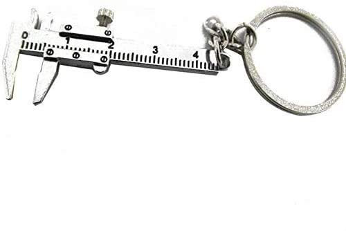 TXXM Mini Vernier Caliper Key Chain Movable Vernier caliper keyring Vernier Caliper Ruler Model Zinc Alloy Key Ring Tool (Color : Silver)