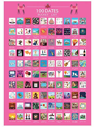 Tianbi 100 Scratch Off Poster Paare,100 Dates Scratch Off Bucket List Poster Paar 100 Gedanken großartige Beziehungen,Fototapeten Wanddekoration Glatter Farbdruck Poster