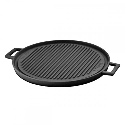 LAVA Poêle grill en fonte à double poignée, en fer, 34 cm