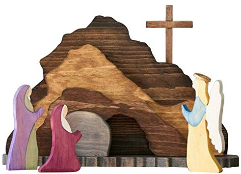Valink - Set di presepe in legno per pasque, decorazione pasquale in legno, motivo resurrezione