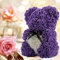 Rose Flower Bear - Hand Made Teddy Bear, Best Artificial Decoration Gift for Women, Mom, Girls - Birthday, Unique Party Present in Clear Gift Box (Purple)