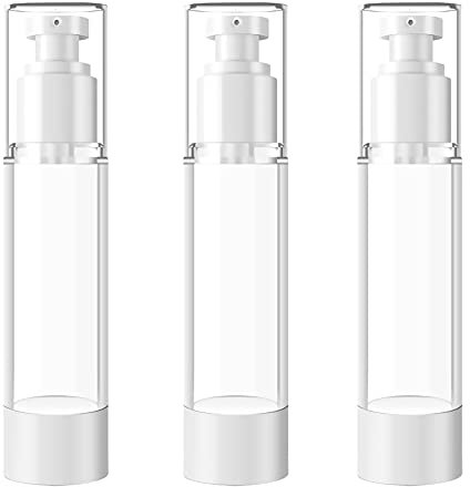 TIANZD 3 Stück 50ml Leer Airless Pumpspender Creme Spender Pumpflasche Kunststoff Kosmetik Vakuum Cremespender Transparente Reise Spenderflasche zum Befüllen Flasche für Gel Shampoo Lotion Creme