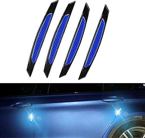 BoYeeBo 4 adesivi riflettenti universali in fibra di carbonio per bordo della portiera dell'auto, SUV, pickup, camion (blu)