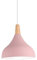 Suspension Luminaire Vintage Métal Lustre Industriel Lampes E27 Corde Ajustable Abat-jour Bois Aluminium pour Salon Cuisine Restaurant Salle à manger Chambre (Rose)