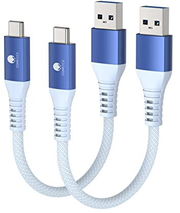CONMDEX USB C Charger Cable [2ft, 2-Pack] 10Gbps USB 3.1 Gen 2 USB-A to USB-C Data Transfer Cord, 3A Fast Charging Android Auto Type C Cable for iPhone 17 16 Plus Pro Max Samsung Galaxy S25, Blue