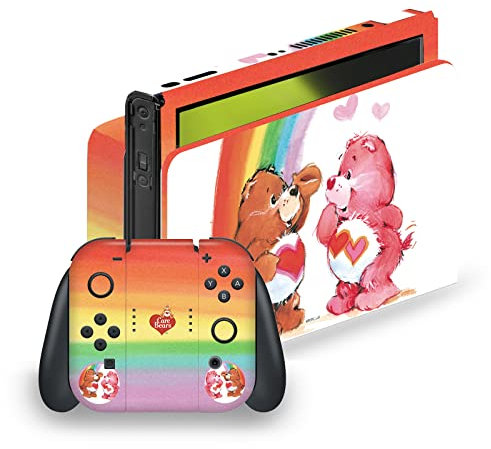 Head Case Designs Offizielle Care Bears Rainbow Klassisches Vinyl Haut Gaming Aufkleber Abziehbild Abdeckung kompatibel mit Nintendo Switch OLED Bundle