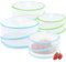com-four® 4x Fliegen Abdeckhauben Pop-Up - Abdeckhauben für Lebensmittel - faltbare Speiseschirme in zwei Größen - Insektenschutz - Netzhaube für Obst und Kuchen (4 Stück - weiß/blau/grün)