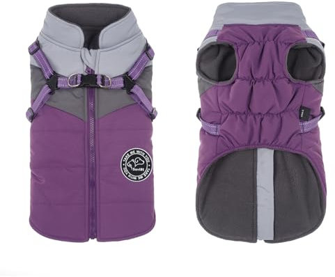 Savlot Hundemantel für kleine Hunde Wasserdicht Winter Warme Hunde Jacke Winddichter Wintermantel Kuschelige Reflektierend Hundejacke Kleiner Hundegeschirr Welpenjacke Weste Kleidung L