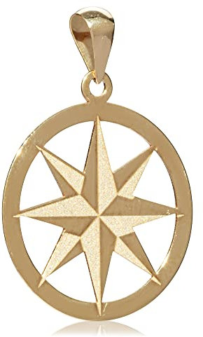 NKlaus Kettenanhänger Windrose 15mm 333 Gelb Gold 8 Karat Kompass klein Amulett 8306