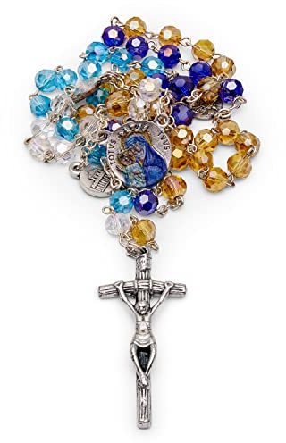 Mondo Cattolico Katholischer Rosenkranz für Frauen und Männer aus dem Vatikan, fünf Jahrzehnte traditioneller Rosenkranz in facettiertem Kristall der Mater Ecclesiae Virgin – perfekte katholische