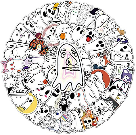 Geist Aufkleber für Laptop(100 PCS),Geschenk für Kinder Teens Erwachsene Jungen,Halloween Ghost Stickers Wasserdichte Vinyl Aufkleber für Scrapbook,Skateboard,Auto,Gepäck