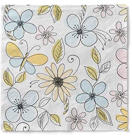 Sovie HOME Serviette Nikita, Pastell, 3-lagiges Tissue, 33x33cm, 20 Stück, Verspieltes Schmetterlingsdesign in Pastelltönen für frühlingshafte Tischdekoration