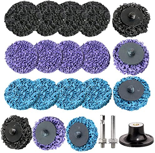 18 Piezas Discos para Lijar Gruesos, 50mm 2 Pulgadas Púrpura/Azul/Negro CSD Disco Pulido Disco Limpiez, Disco Tela de Nylon para Pulir la Eliminación de óxido al Metal Acero Inoxidable