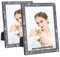 Vinelftage Diamant-Bilderrahmen-Set mit 2 Kristall-Glitzer-Diamant-Spiegel-Bilderrahmen, 20,3 x 25,4 cm, Metallglas-Wand-Bilderrahmen für Wand oder Desktop-Display (schwarz)