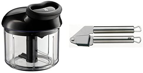 WMF Gourmet Gemüseschneider manuell mit Seilzug, 900ml & Profi Plus Knoblauchpresse 17,5 cm, Cromargan Edelstahl teilmattiert, spülmaschinengeeignet