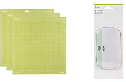 Cricut Standardgrip Cutting Mat 12X12 3 Pack AMZ, Green, 12 x 12 & 2006700 XL Scraper, Mint, One Size