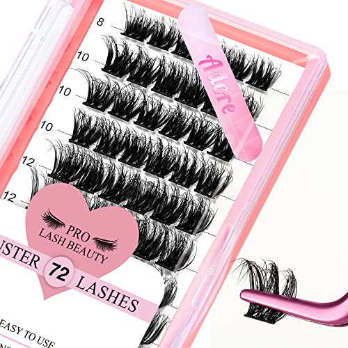 Faux Cils, 72 pièces Cluster Cils, Lashes Individuels Cils, Extensions Cils Simple à porter à la maison, Bande super mince (Adore-3D Fluffy,D-8-16mix)