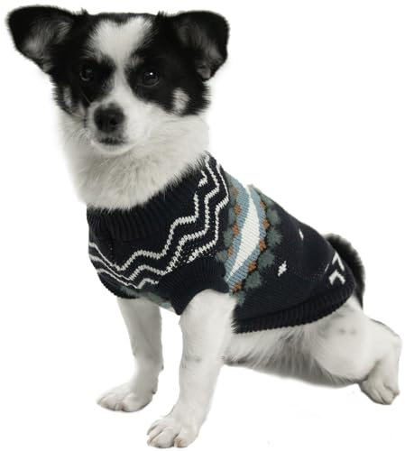 LiebeDD Hundepullover Kleine Mittelgroße Hunde Pullis Winter Warme Verdicken Hundepulli Französische Bulldogge Kleidung Hunde Pullover Kleine Hund Weihnachtspullover, Dunkelblau, S
