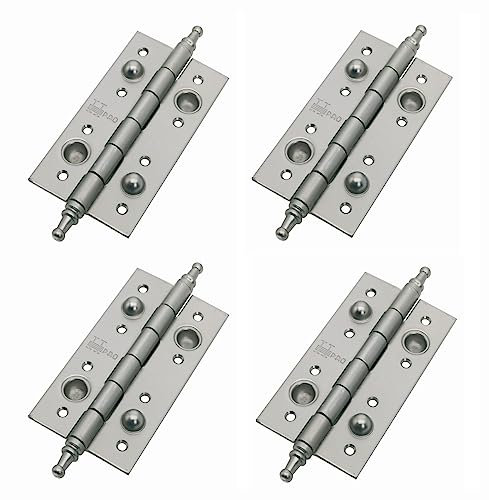 Bisagra de SEGURIDAD, PACK de 4 bisagras. medidas 150X80X3MM varios acabados, Cantos Cuadrados, con Remates, bisagra portón puerta de Madera desmontable, anti palanca (NIQUEL SATINADO)
