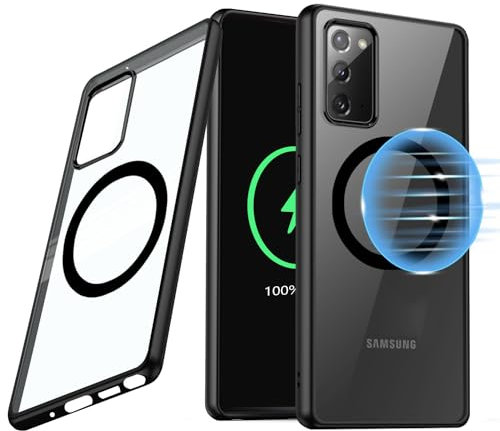 Guizzcg für Samsung Galaxy Note 20 Magnetisch Hülle, Kompatibel mit Magsafe, Slim Clear Handyhülle stoßfest sturzsicher Schutzhülle Case,Schwarz