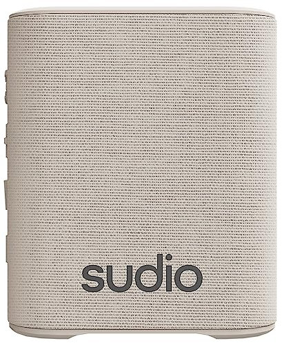 Sudio S2 Beige Enceinte Bluetooth avec Son Fort et Basses Profondes Longue durée de Lecture IPx5 Étanche Bluetooth 5.3 TWS Pairing Haut-Parleur Compact sans Fil Portable pour la Maison, l'extérieur