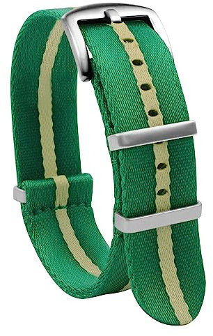 TStrap Nato Uhrenarmband 20mm Nylon - Grün Beige Armband Uhren für Herren Damen Ersatz - Weich Schnellwechsel Uhrband Ersatzarmband Uhr - 18mm 20mm 22mm 24mm