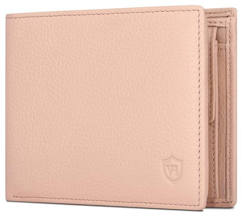 VON HEESEN Leder Geldbörse RFID Schutz I Echtleder Geldbeutel für Damen & Herren I Portemonnaie Brieftasche Wallet Portmonee (Rose)