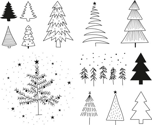 Heyda Stempel Set Weihnachtliche Motive verschiedene Größen 10-11 Stück Tannen