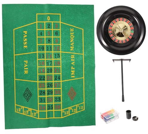 Pokerrad Spielzeug 25cm Satz aus Kunststoff für Party und Zuhause | Tischdecke und Chip Rechen, Drehbar, Leicht und Tragbar, für Erwachsene bei Feier und Spiel