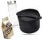 REISHUNGER Starter Set Mikrowellen Reiskocher (1,7 l) - schwarz - Für perfekt gegarten Reis in nur 12 Minuten - Spülmaschinengeeignet inkl. 3 Sorten Reis & Reisglas