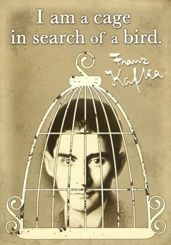 Tushita Inspirierende Postkarte - Franz Kafka Zitat, Vintage Vogelkäfig Design, Literatur Dekor im Retro Look, Postkarten-Englisch