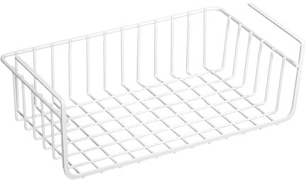 Folpus Under Shelf Storage Basket, Hängekorb Metallkorb unter Schrank hängenden Korb Organisator für Küche, Bad, Büro, Speisekammer, Schrank, Weiß 36 x 23 cm