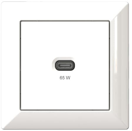 Estación de Carga USB empotrada, Cargador USB-C de 65 vatios, Blanco