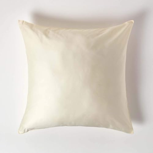 HOMESCAPES 2er-Set Bio-Kissenbezug 80x80cm Creme-vanille aus 100% Bio-Baumwolle, Satin-Kissenhülle mit Reißverschluss
