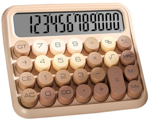 Kangtm Calculadora de Escritorio de 12 Dígitos, Diseño de Interruptor Mecánico, Calculadora de Botones Grandes con Pantalla LCD Grande, Marrón Degradado