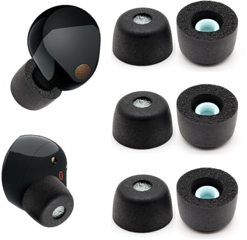 3 Pairs Memory Foam Eartips Ear Buds for Sony WF-1000XM5, Ear Tips Replacement Sony Ear Piece Foam Tips for WF-1000XM5 Fit Charging Case(Matt Surface, L)