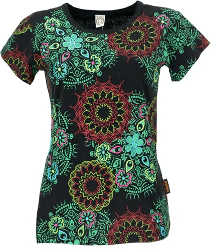 Boho T-Shirt mit Mandaladruck, Baumwolle, Yoga, Damen | Farbenfroher Mandaladruck, taillierter Schnitt, angenehm zu tragen, ideal für Yoga und Alltag