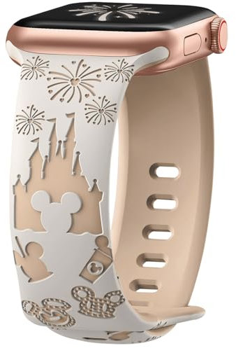 AiiBowy Correa Compatibles con Apple Watch 46mm 45mm 44mm 42mm 49mm, Pulsera Silicona Deportiva para Apple Watch Ultra 3/21 SE 3/2/1 Series 11/10/9/8/7/6/5/4/3/2/1 Luz Estelar Té de Leche