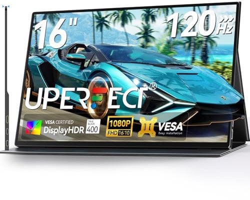 UPERFECT OLED Moniteur Portable 3K | 120Hz 16 Pouces Portable Gaming Monitor, 500 Nits |100% DCI-P3 | 10-Bit | 100000:1 Contrast | 1ms Écran pour aptop PC Phone Game Consoles, Compatible VESA