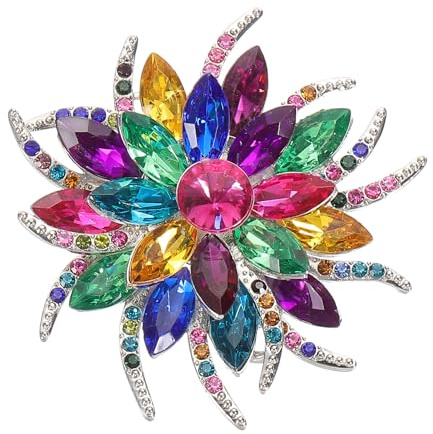 PATIKIL Spilla a forma di fiore con strass, alla moda, spilla a forma di fiore, per vestiti da donna, per abiti, bouquet, cappotti, cappelli, borse