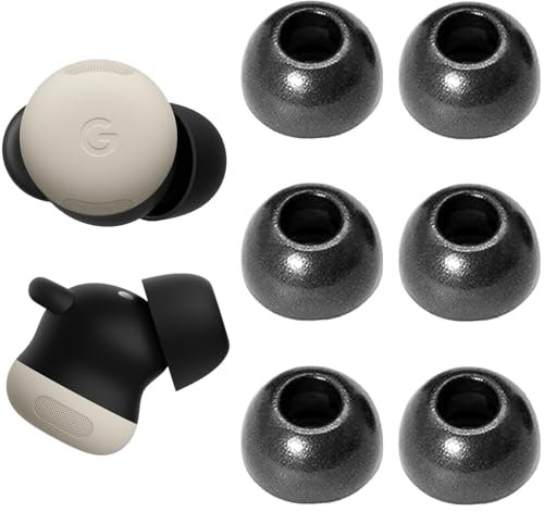A-Focus for Pixel Buds Pro 2 Memory Foam Ear Tips Replacement Comfortable No Silicone Pain Fit in Case Eartips Cover Compatible with New Google Pixel Buds 2 Pro Black L 3 Pairs