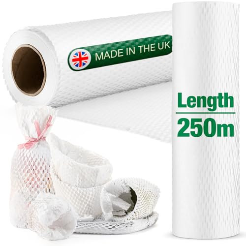 White Honeycomb Packing Paper Roll 250m x 30cm | Moving House Essentials | Eco-Friendly Bubble Wrap Alternative | Packing Paper for Moving, Shipping & Packaging Materials