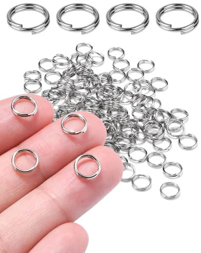 MYGLOAR Paquet de 100 porte-clés, porte-clés de 12 mm, petits porte-clés en acier inoxydable, anneaux ouverts, anneaux fendus, anneaux ouverts en argent pour bijoux, clés, décorations DIY