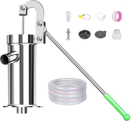 Bomba Manual Para Pozos De Acero Inoxidable,Bomba De Presión Manual,Bomba De Agua Para Pozos Profundos, Bomba De Succión Para Aguas Subterráneas De Jardín, Alcance De S(Size:Well Pump+10m/32.8ft Pipe)