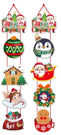 2 Stück Weihnachtstürdekorationen, helle Farbe, benutzerfreundliche Türdekoration, für den Innen- und Außenbereich