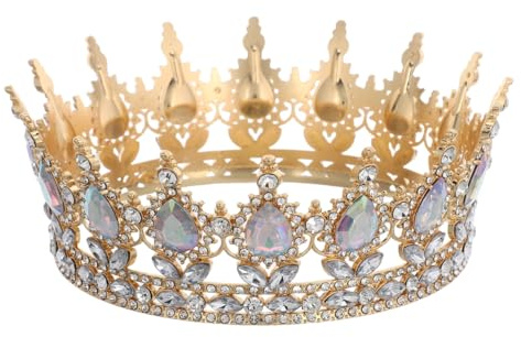 DEARMAMY Brautkrone Strass Diadem Damen Vintage Haarschmuck Mit Tropfenförmigen Strasssteinen Für Hochzeit Festzug Prinzessinnen Kostümparty 5.91X5.91X2.09In