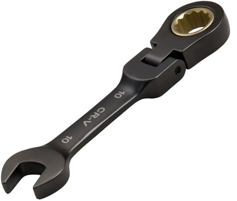 SPEEDWOX Clé mixte Clé combinée à cliquet à tête flexible 10mm - Douille et extrémité ouverte 72 dents, tête anti-dérapante flexible, acier CR-V traité thermiquement pour boulons abîmés et arrondis