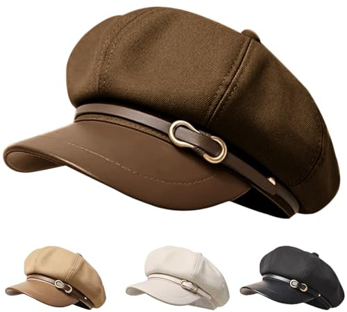 Busnos Damen-Hut mit achteckiger Form Newsboy-Hüte Baskenmütze Newsboy-Kappen Trendige niedliche Herbst- und Wintermützen