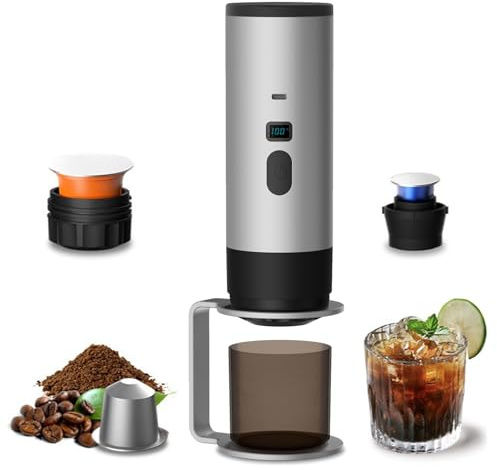 Taimimy Tragbare Espressomaschine, 3 in 1 akku Kaffeemaschine,Mini kaffeemaschine für unterwegs oder Camping, Kaffeemaschine to go mit USB, Kompatibel mit kapsel und gemahlener Kaffee